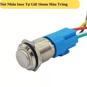 Nút Nhấn Inox  16mm Nhấn Giữ Màu Trắng